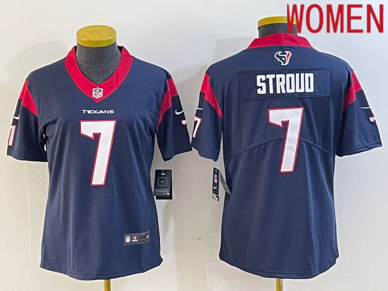 Women Houston Texans #7 Stroud Blue New Nike Vapor Untouchable Limited NFL Jersey